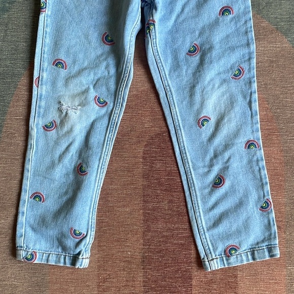 Mini Boden Kids Blue Denim Pants with Rainbow Embroidery - Picture 3 of 6